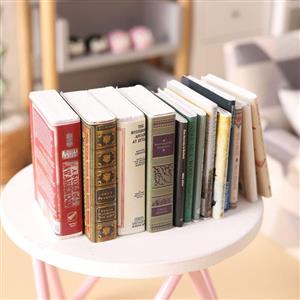 miniature vintage handmade wooden book display model 书本模型